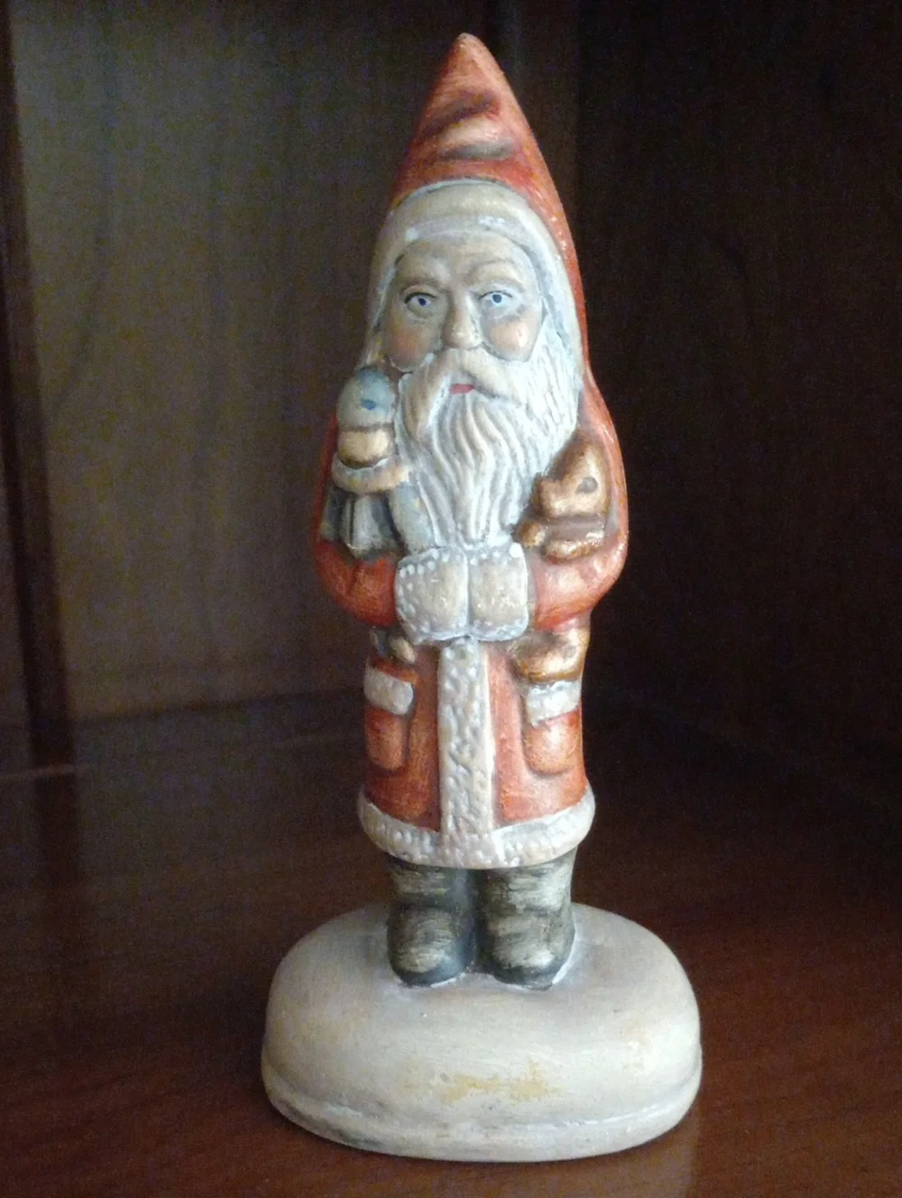 Vintage Hand Painted Porcelain Austria Santa Figurine Holding Doll